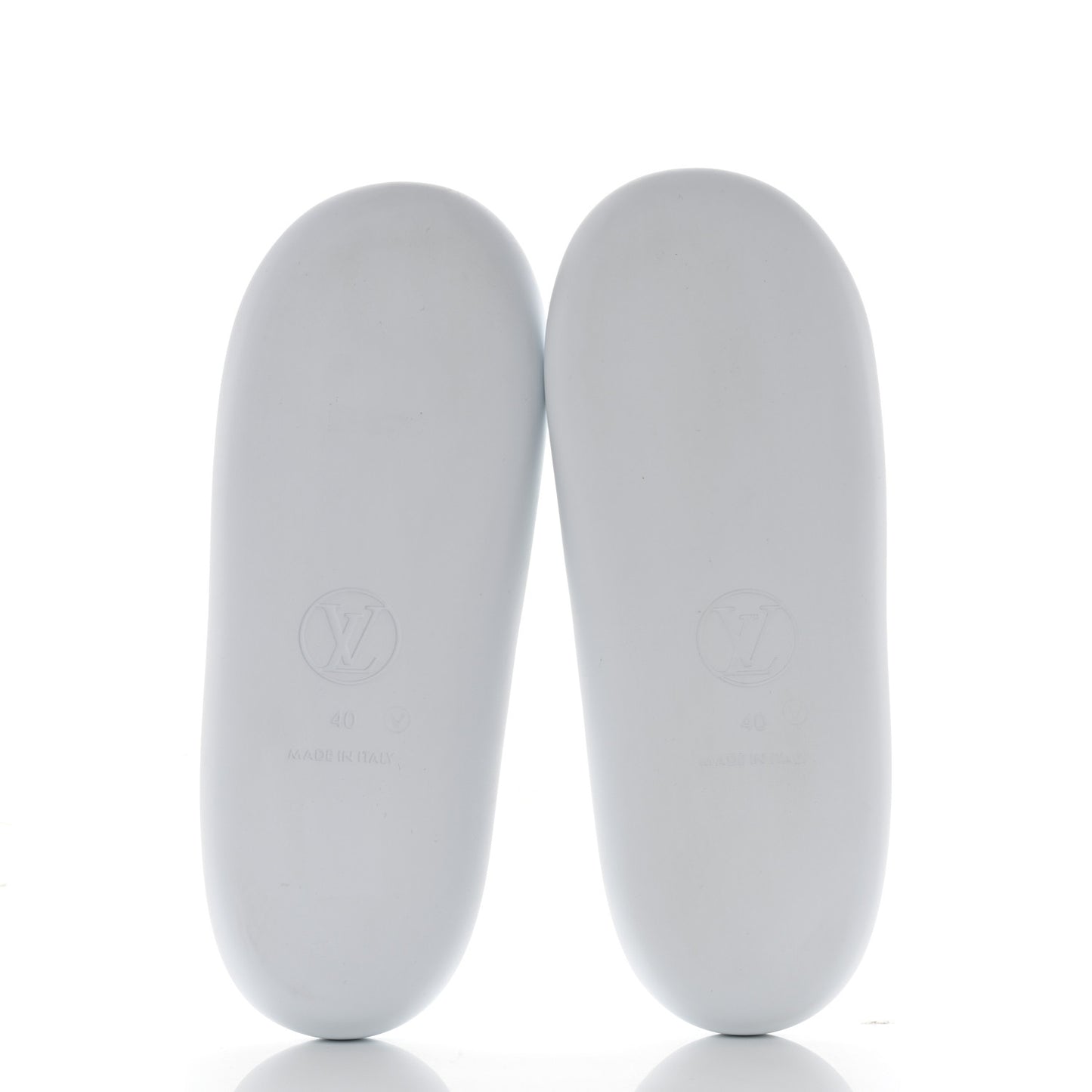 Rubber Monogram Embossed Sunbath Flat Mule 40 White