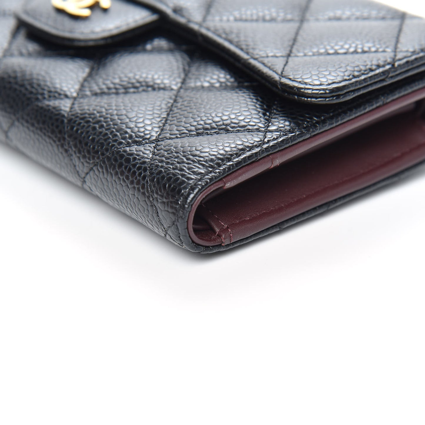 Caviar Quilted Long Flap Wallet Black