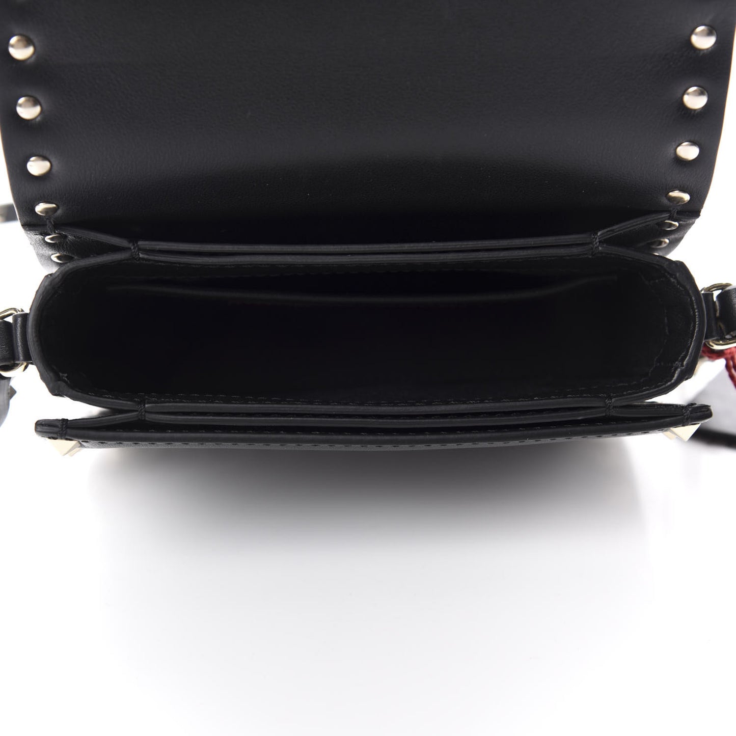 Vitello Rockstud Flap Crossbody Bag Black