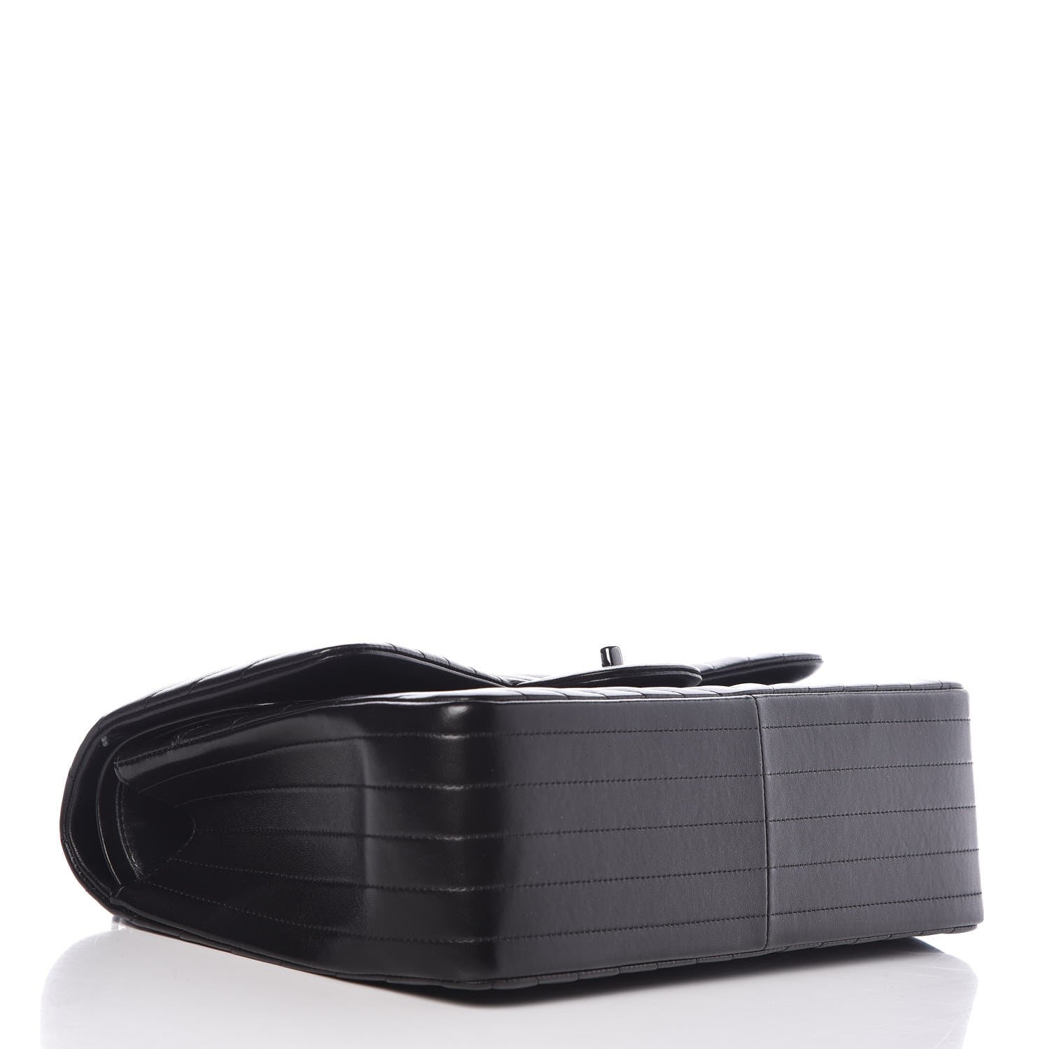 Chanel Lambskin Chevron Quilted Jumbo Double Flap So Black 5 of 9