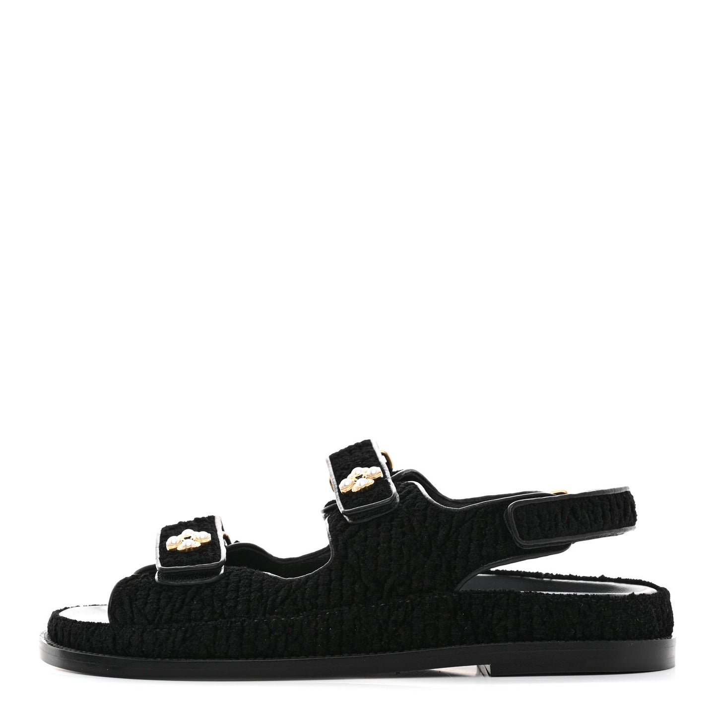 Tweed Velcro Dad Sandals 40 Black