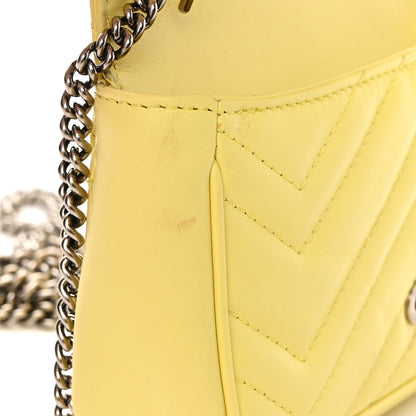 Gucci Calfskin Matelasse Super Mini GG Marmont Shoulder Bag Banana 13 of 18