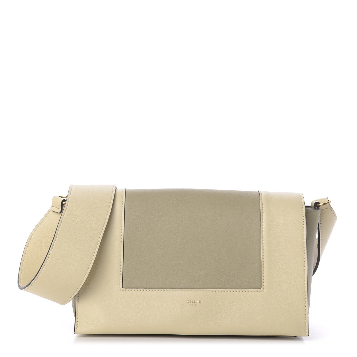 Shiny Smooth Calfskin Medium Frame Shoulder Bag Chalk Mastic