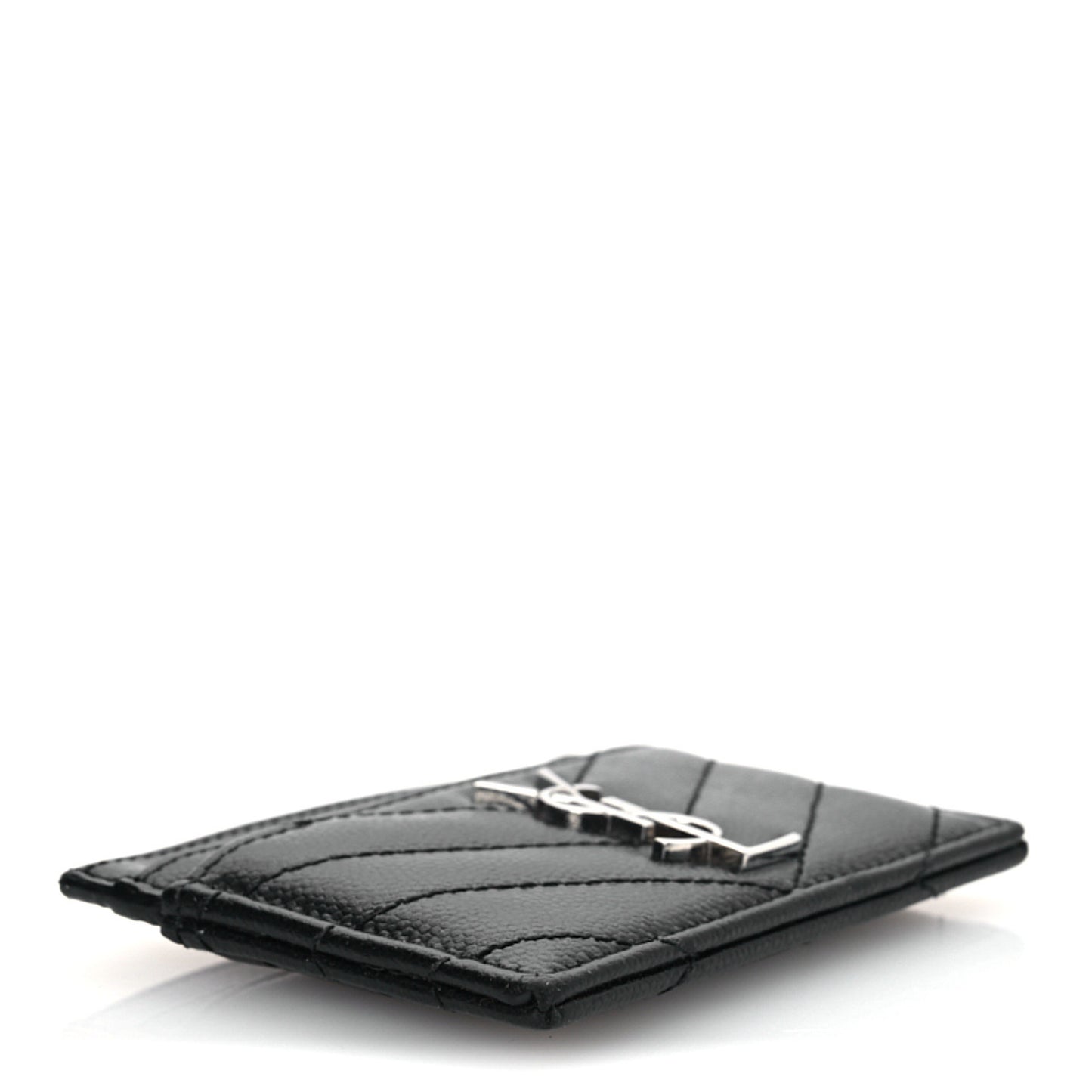 Grain De Poudre Matelasse Chevron Monogram Credit Card Case Black