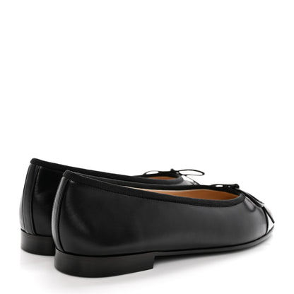 Chanel Lambskin Patent Cap Toe CC Ballerina Flats 37 Black 4 of 12