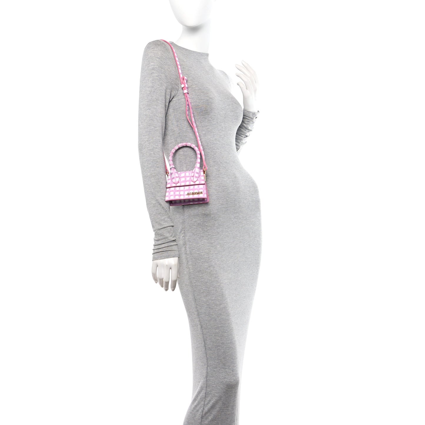 Smooth Calfskin Check Printed Le Chiquito Pink White
