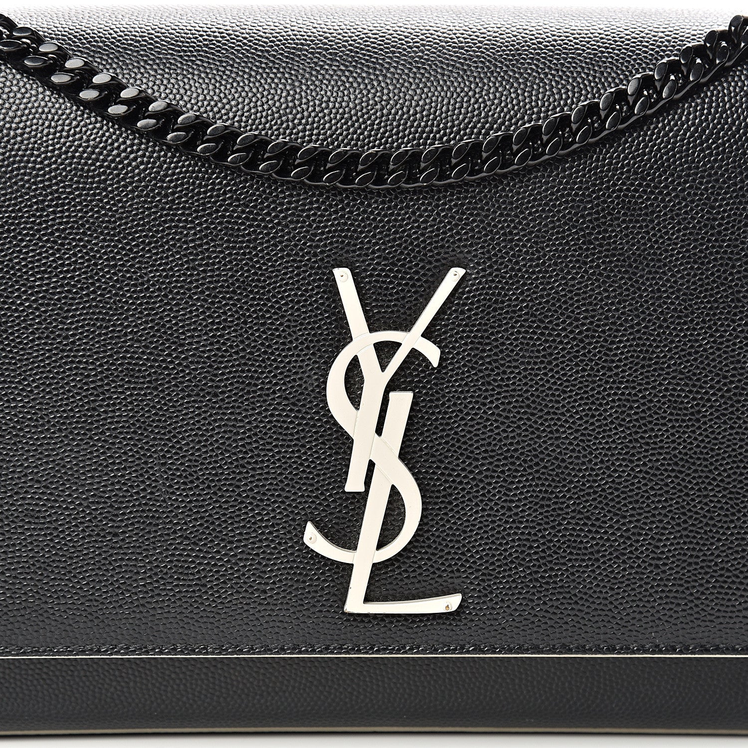Saint Laurent Grain De Poudre Medium Classic Monogram Kate Satchel Black White 7 of 13