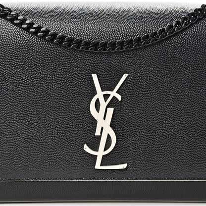 Saint Laurent Grain De Poudre Medium Classic Monogram Kate Satchel Black White 7 of 13