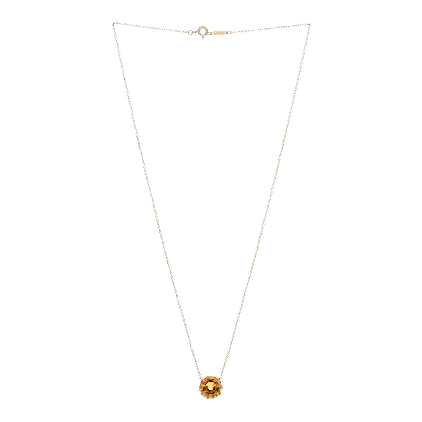 18K Yellow Gold Citrine Sparklers Round Pendant Necklace