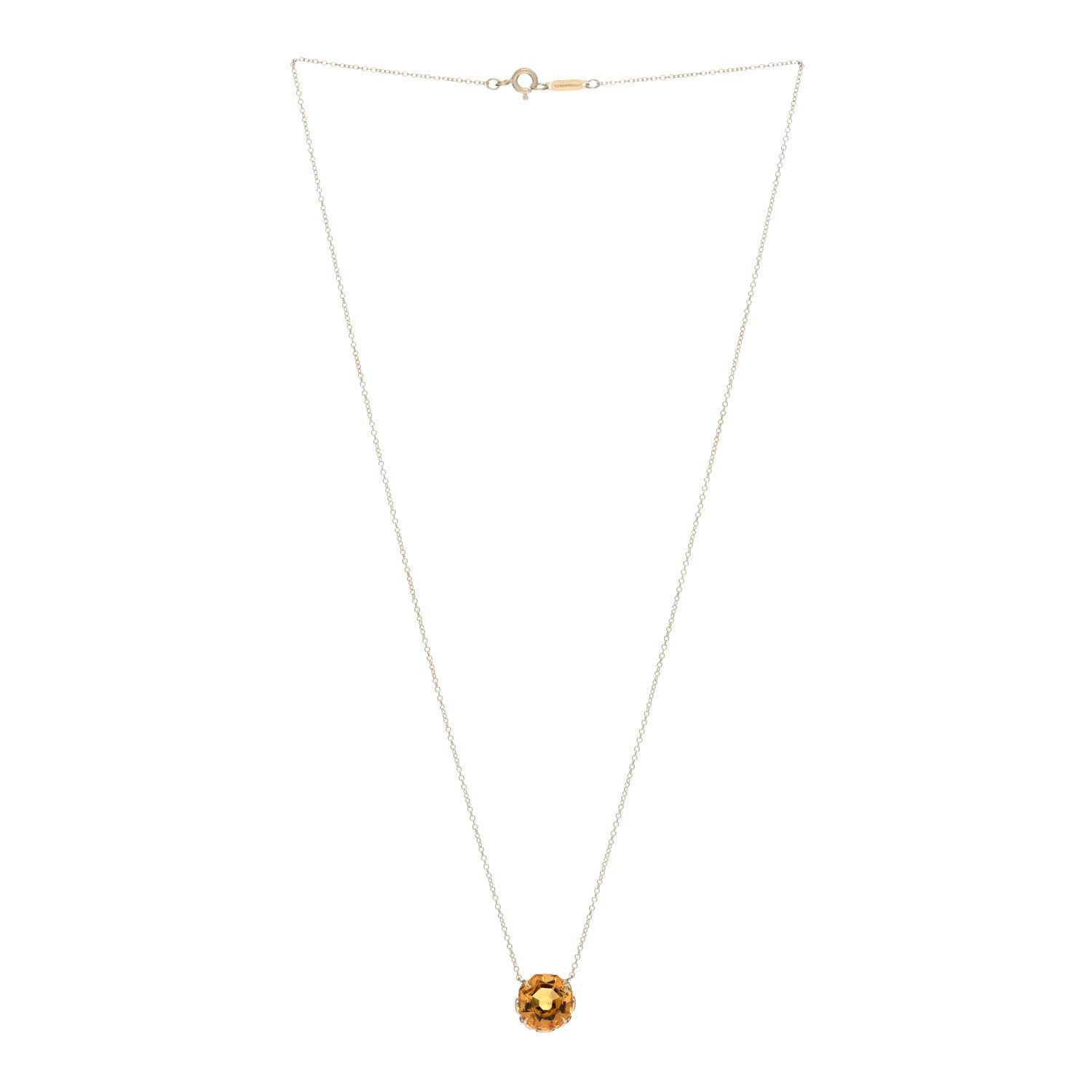 Tiffany 18K Yellow Gold Citrine Sparklers Round Pendant Necklace 2 of 4