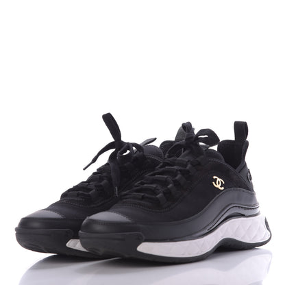 Chanel Velvet Calfskin Mixed Fibers CC Sneakers 39.5 Black 3 of 10