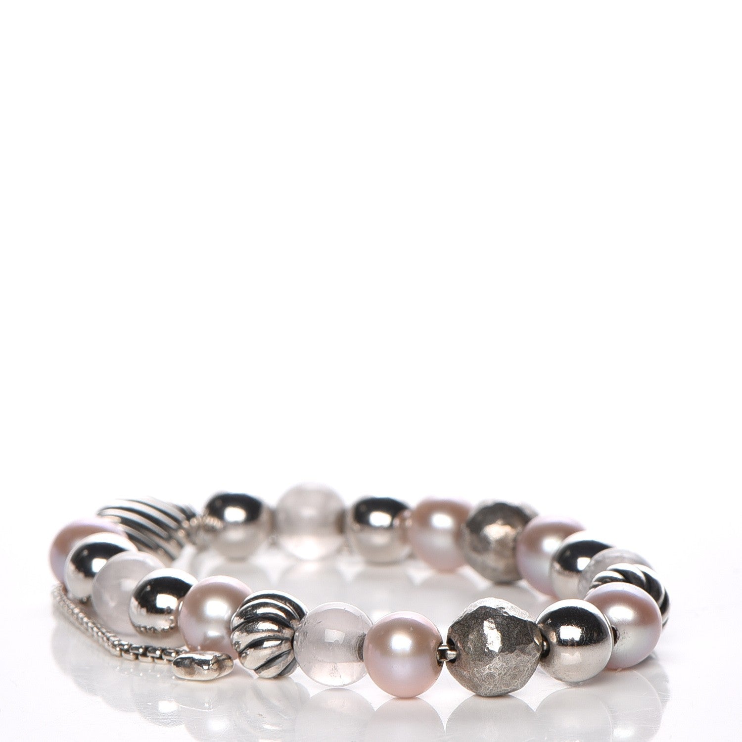 David Yurman Sterling Silver Pink Pearl Rose Quartz 8mm Spiritual Bead Bracelet 3 of 5