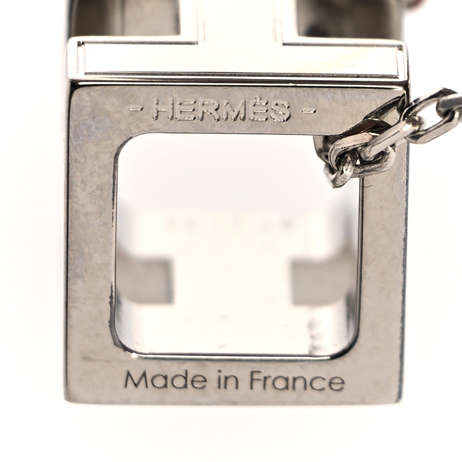 Hermes Lacquered Palladium Cage d'H Pendant Necklace Orange Fonce 5 of 5