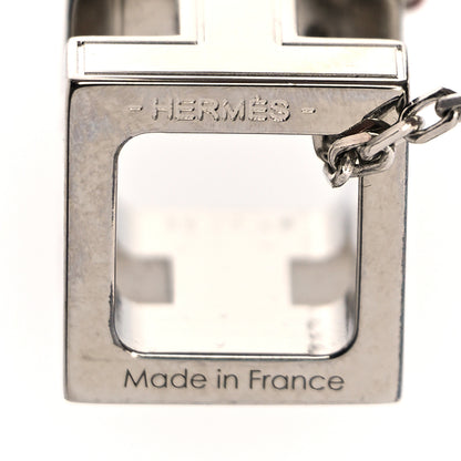 Hermes Lacquered Palladium Cage d'H Pendant Necklace Orange Fonce 5 of 5