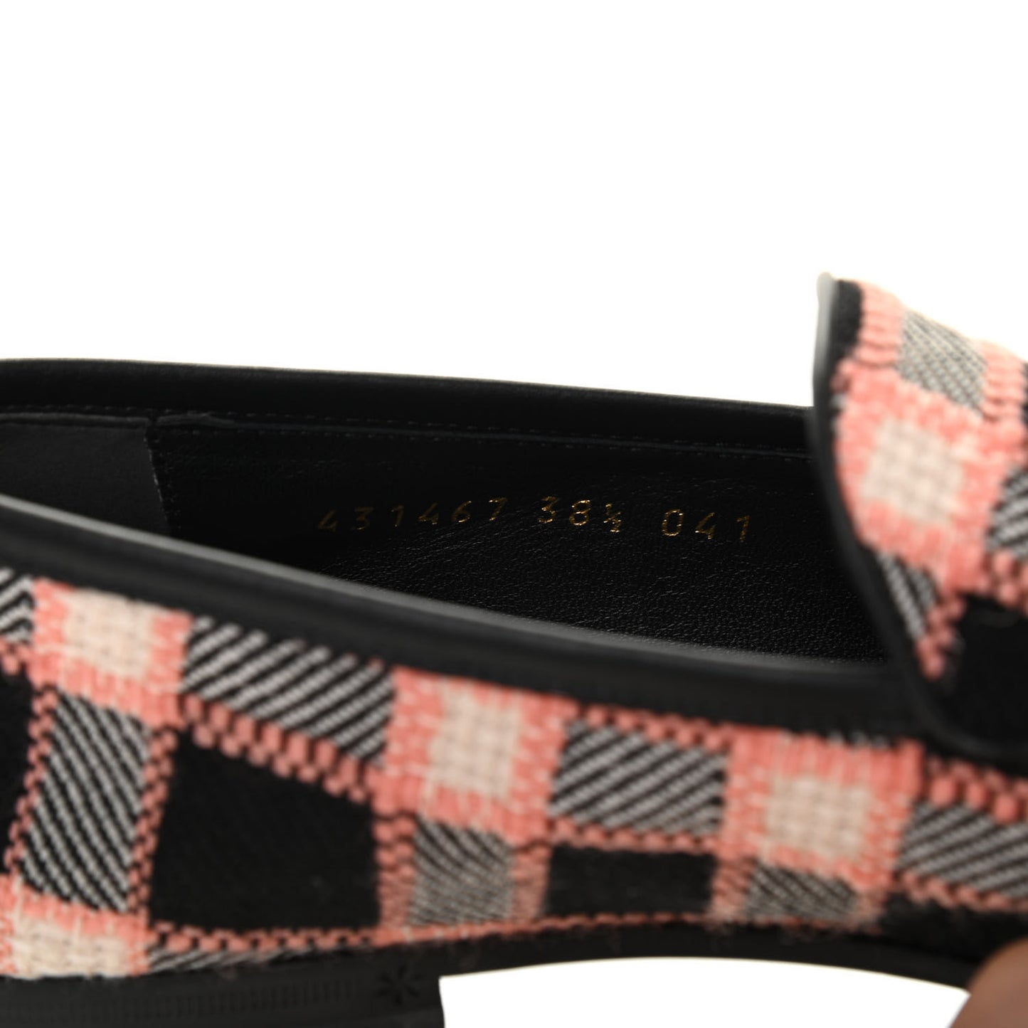 Tweed Check Horsebit Womens Jordaan Loafers 38.5 Black Pink Multicolor