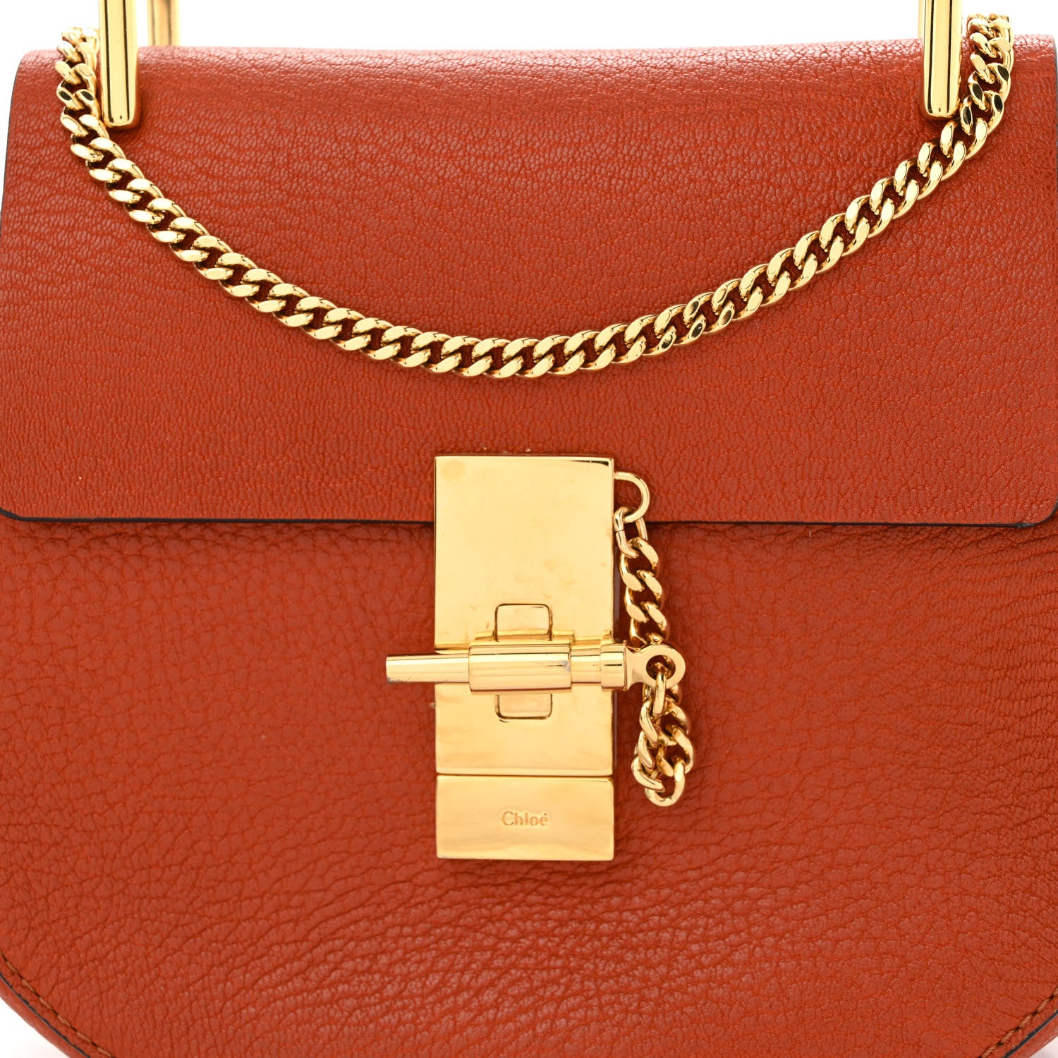 Chloe Grained Lambskin Mini Drew Shoulder Bag Foxy Orange 8 of 11