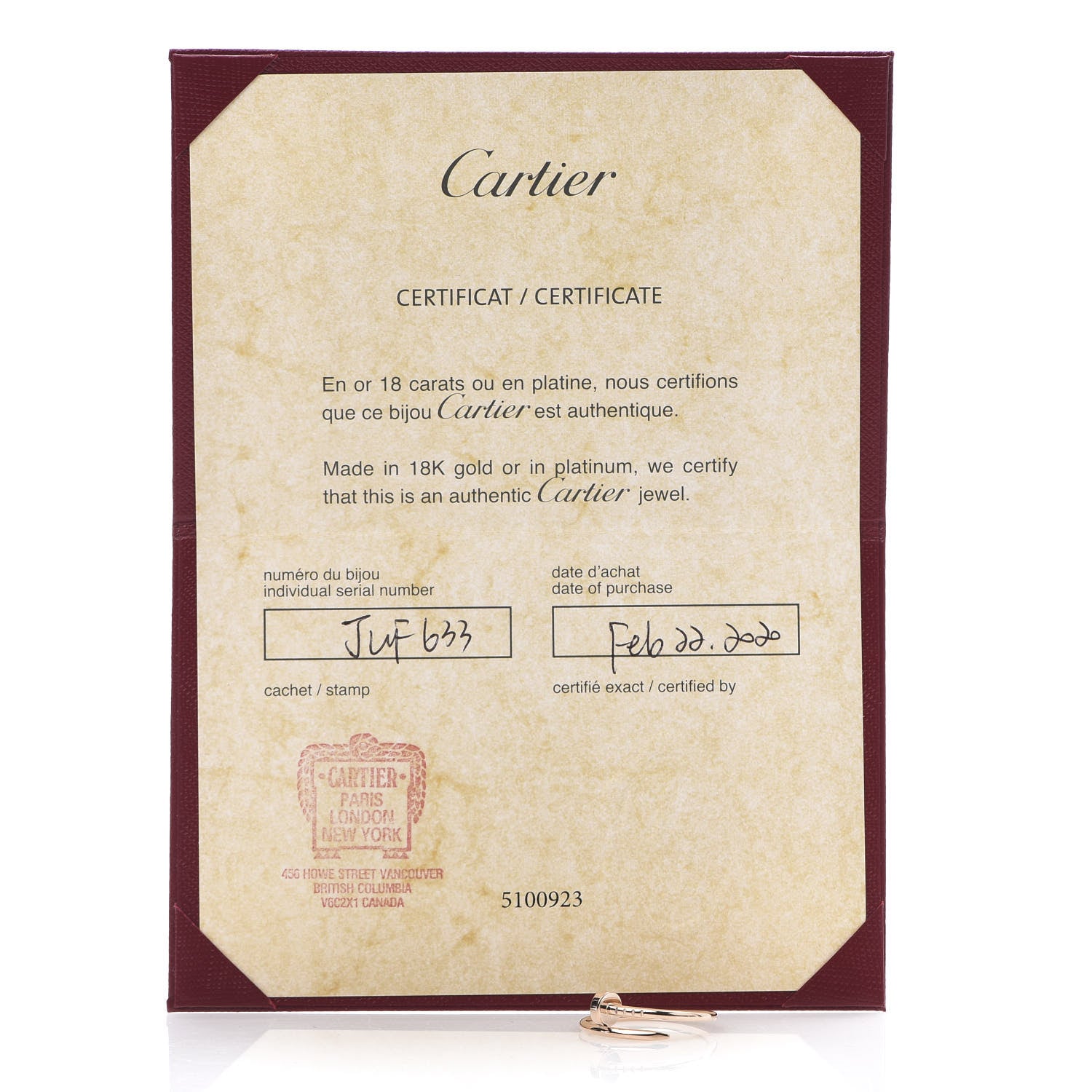 Cartier 18K Pink Gold Small Juste Un Clou Ring 60 9 5 of 5