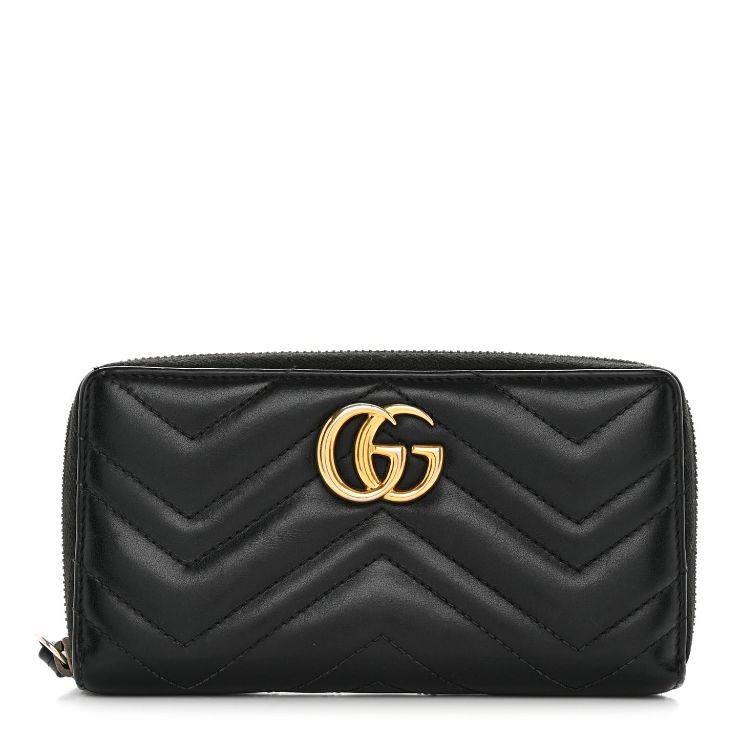 Calfskin Matelasse GG Marmont Zip Around Wallet Black