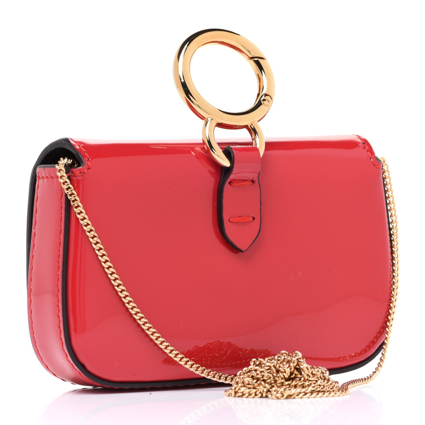 Vitello Vernice Mou Nano Baguette Charm Rosso Cardinale