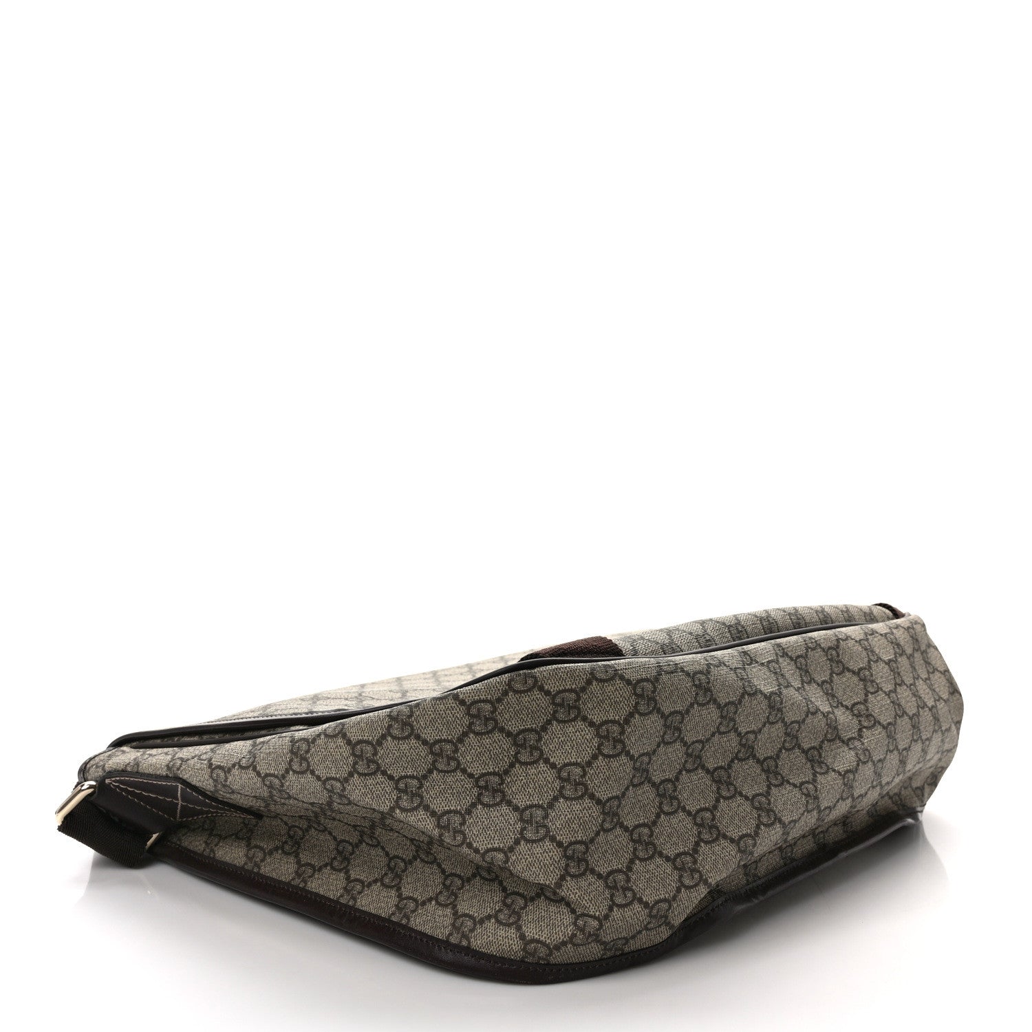 Gucci GG Plus Monogram Large Double Buckle Flap Messenger Bag Beige Dark Brown 4 of 9