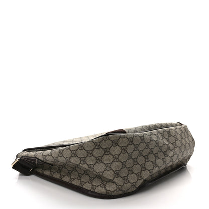 Gucci GG Plus Monogram Large Double Buckle Flap Messenger Bag Beige Dark Brown 4 of 9