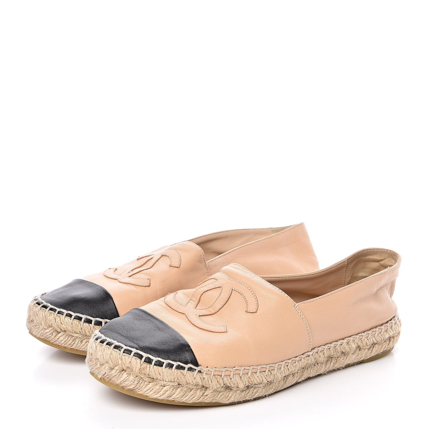 Lambskin CC Espadrilles 38 Beige Black