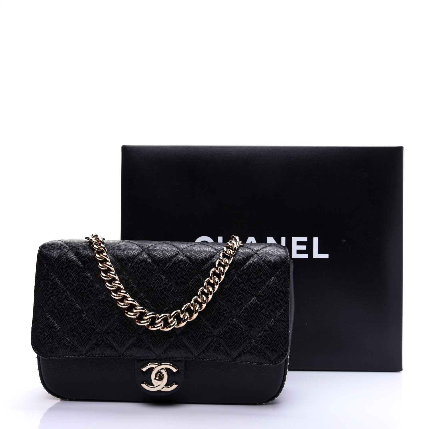 Chanel Caviar Quilted Large Studded Flap Black 13 of 13