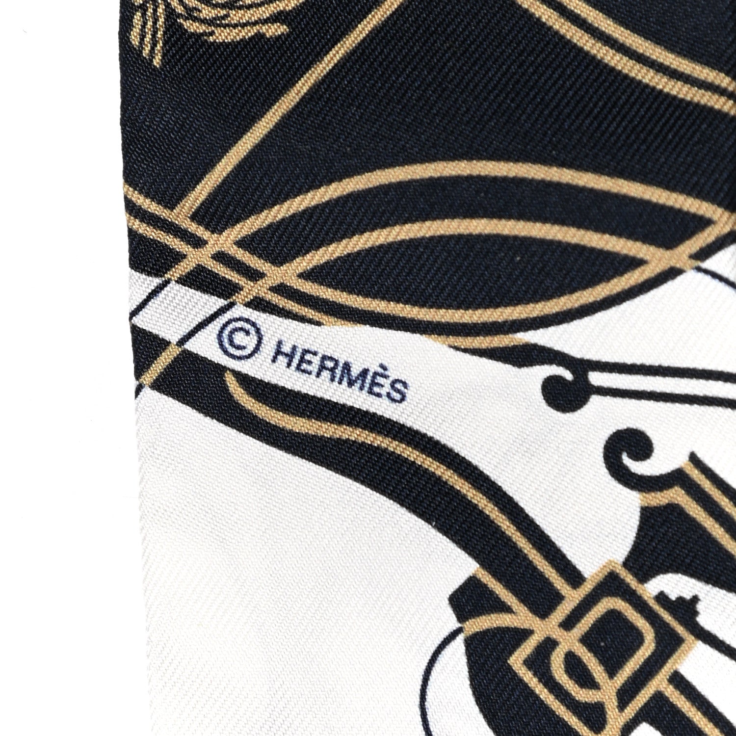 Hermes Silk Ex-Libris Twilly White Marine Gris 4 of 5