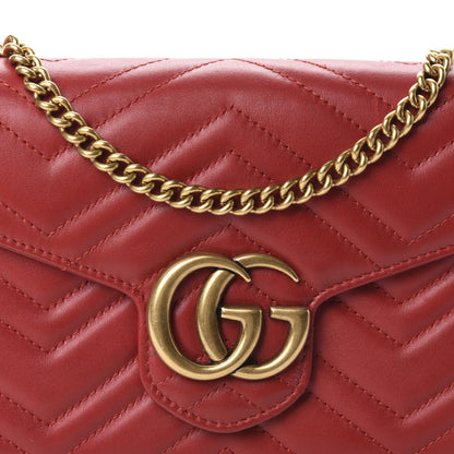 Gucci Calfskin Matelasse GG Marmont Chain Wallet Hibiscus Red 11 of 11
