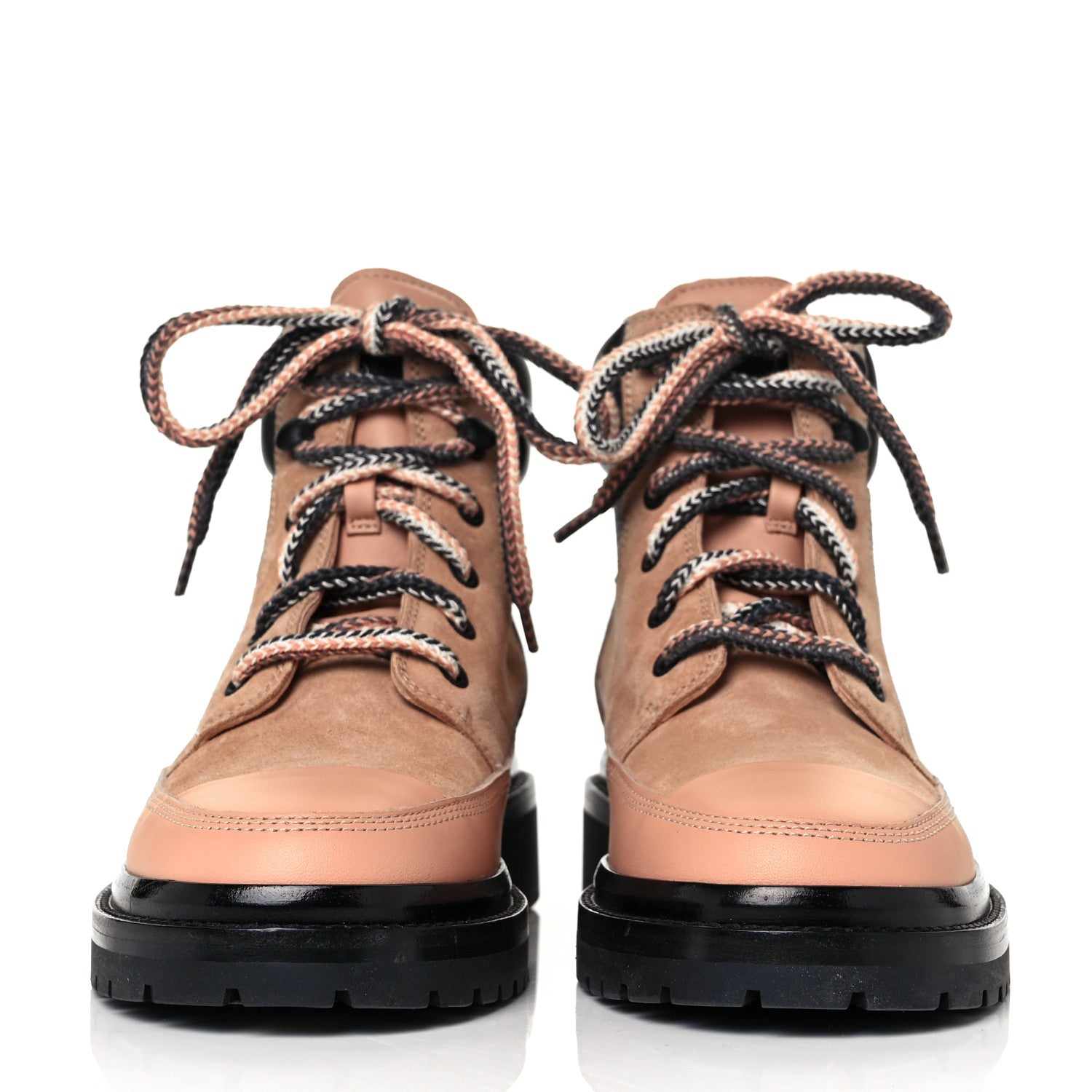 Chanel Suede Calfskin Lace Up Boots 37 Pink 2 of 8