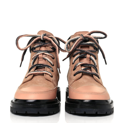 Chanel Suede Calfskin Lace Up Boots 37 Pink 2 of 8