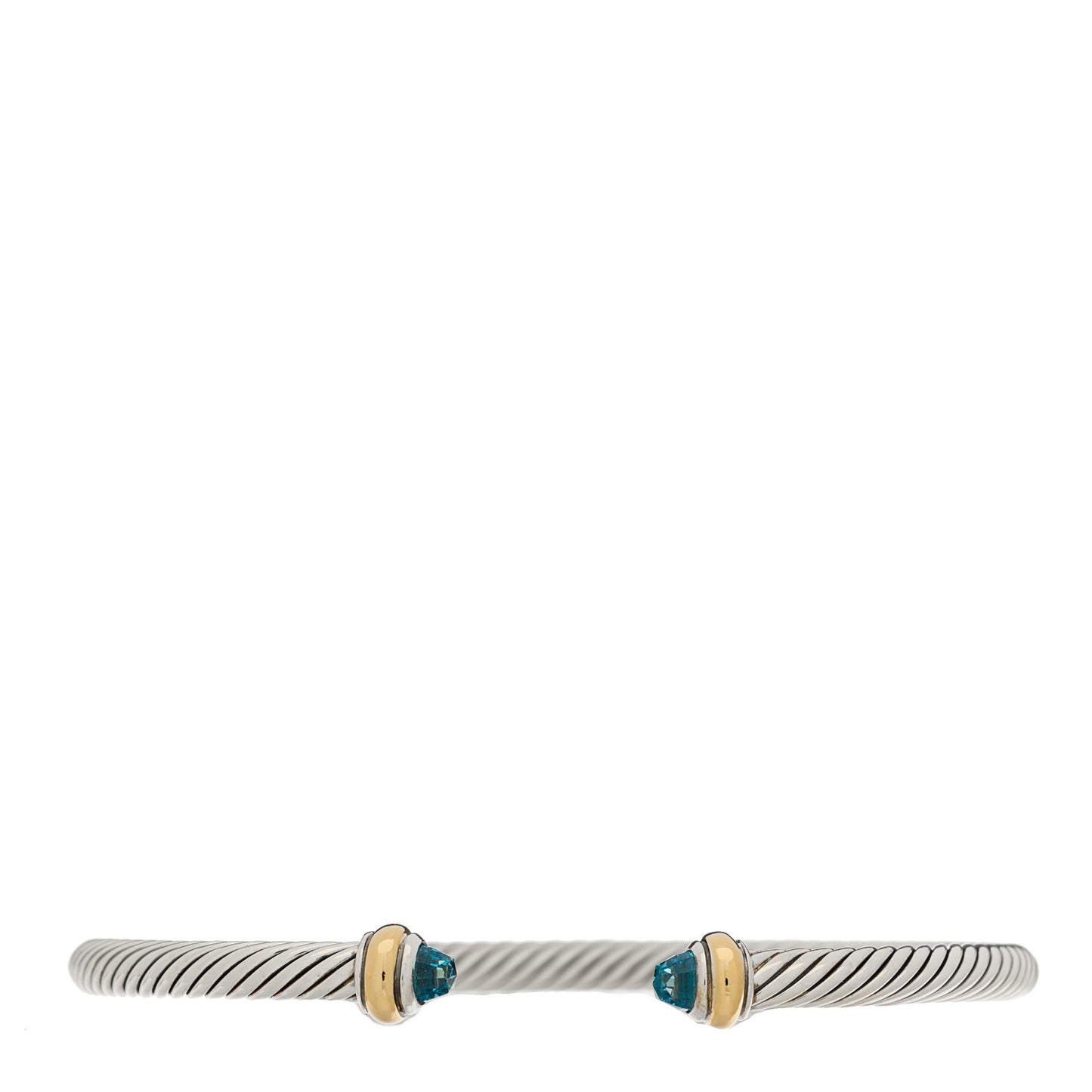 Sterling Silver 18K Yellow Gold Blue Topaz 4mm Cable Classics Bracelet
