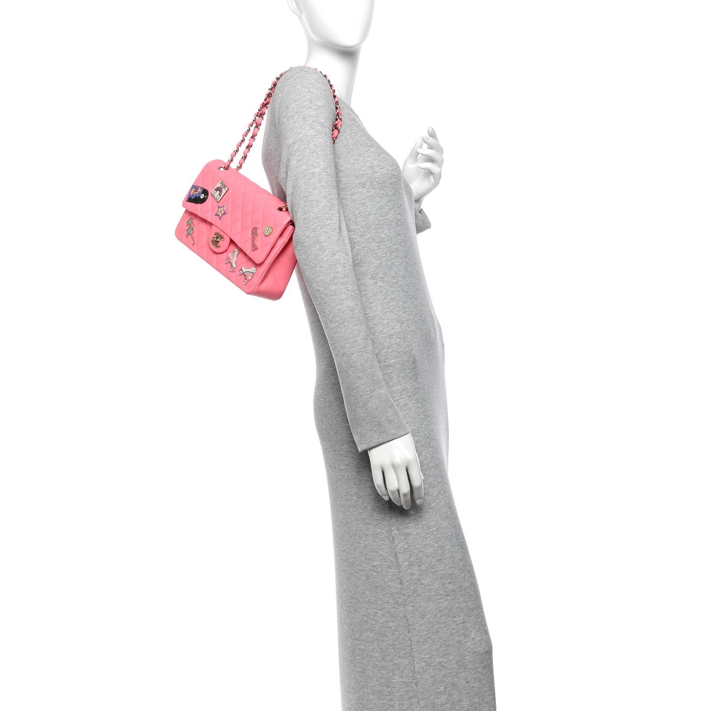Lambskin Quilted Medium Hollywood Charms Double Flap Coral Pink