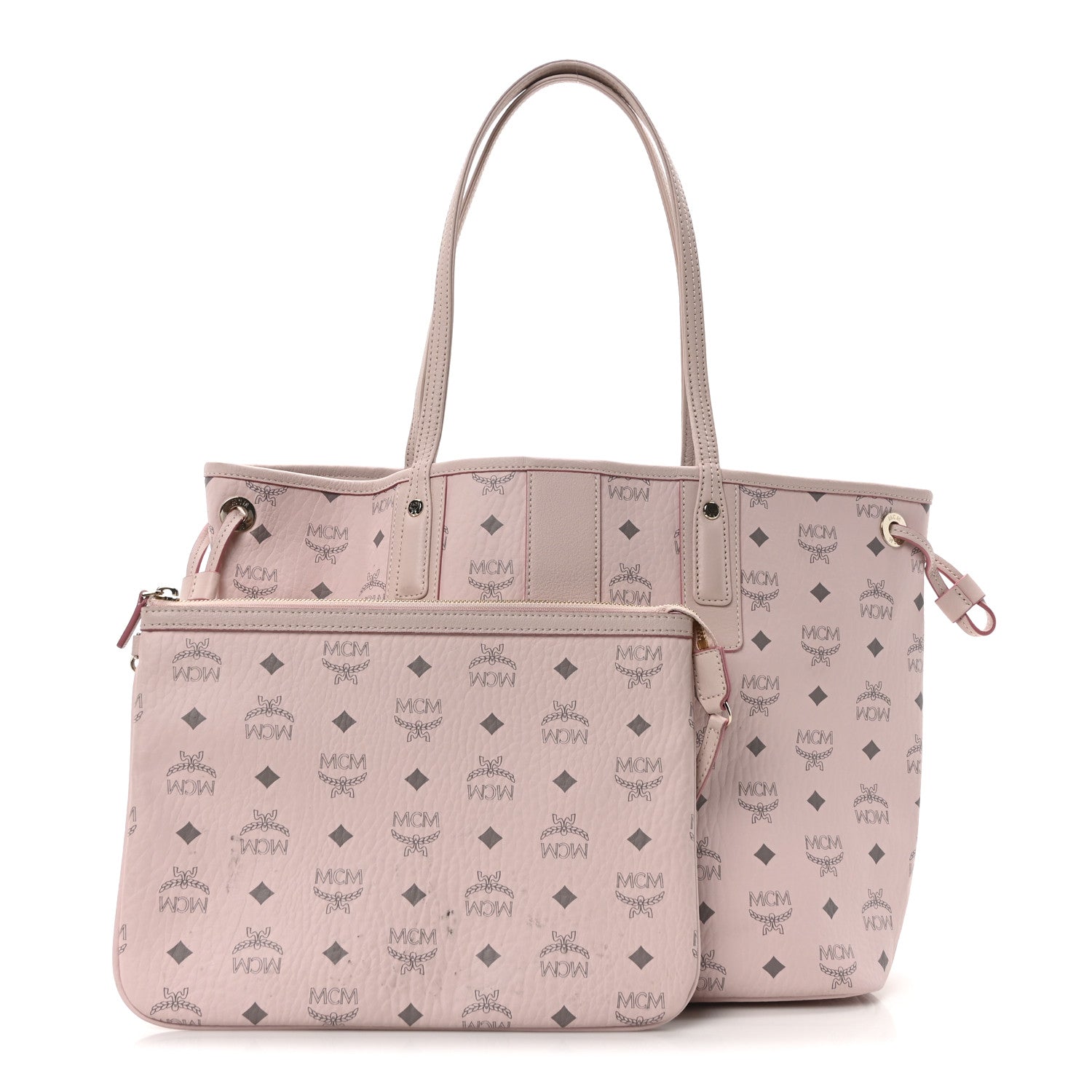 MCM Visetos Medium Liz Reversible Shopper Tote Powder Pink 3 of 16