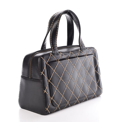 Chanel Calfskin Wild Stitch Top Handle Bag Black 3 of 9