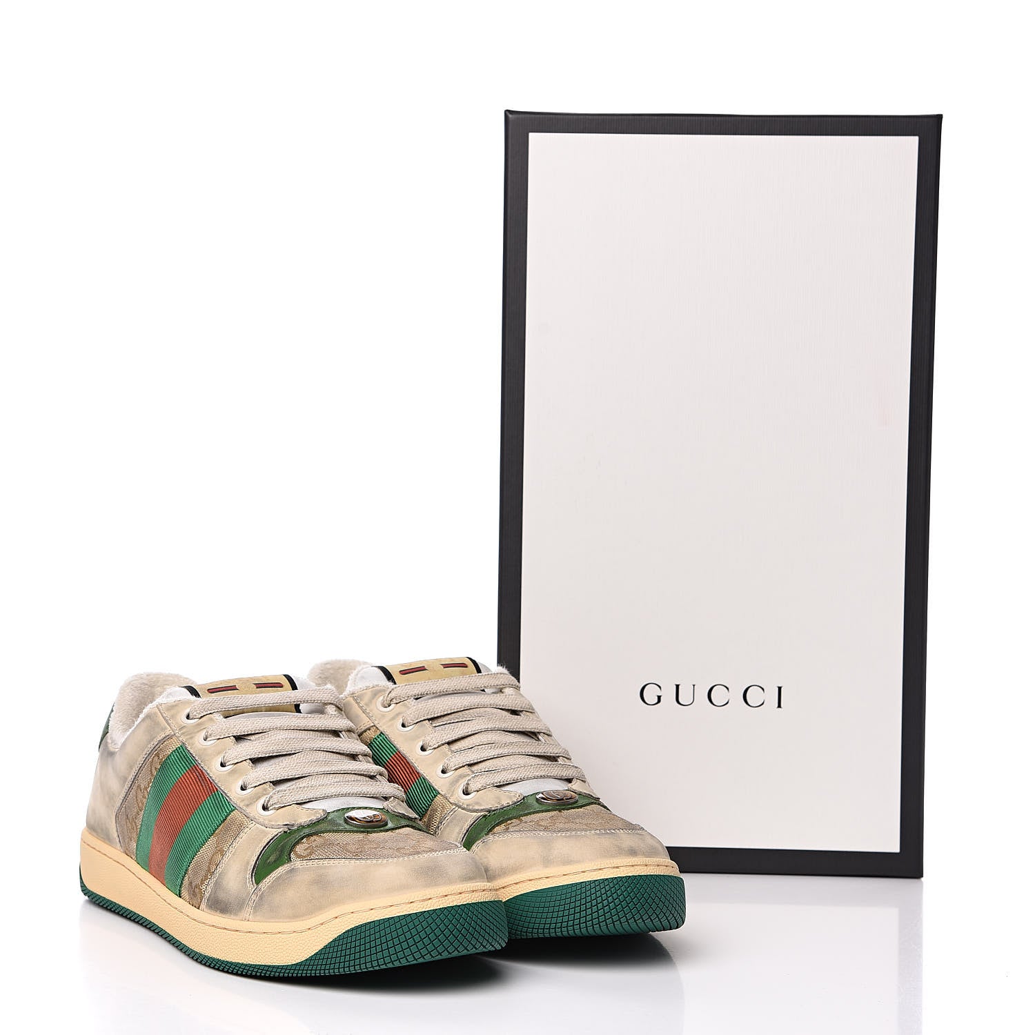 Gucci GG Monogram Nubuck Web Mens Screener Sneakers 7.5 New Sand Dusty Milk Vintage Green 10 of 10