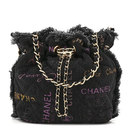Chanel Denim Quilted Mood Small Bucket With Chain Black Multicolor 1 of 10