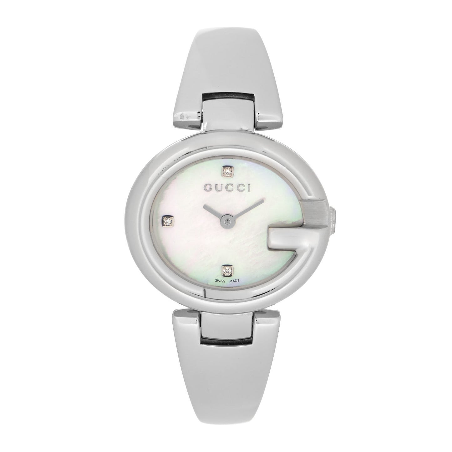 Stainless Steel Diamond Mother of Pearl 27mm Guccissima Quartz Watch