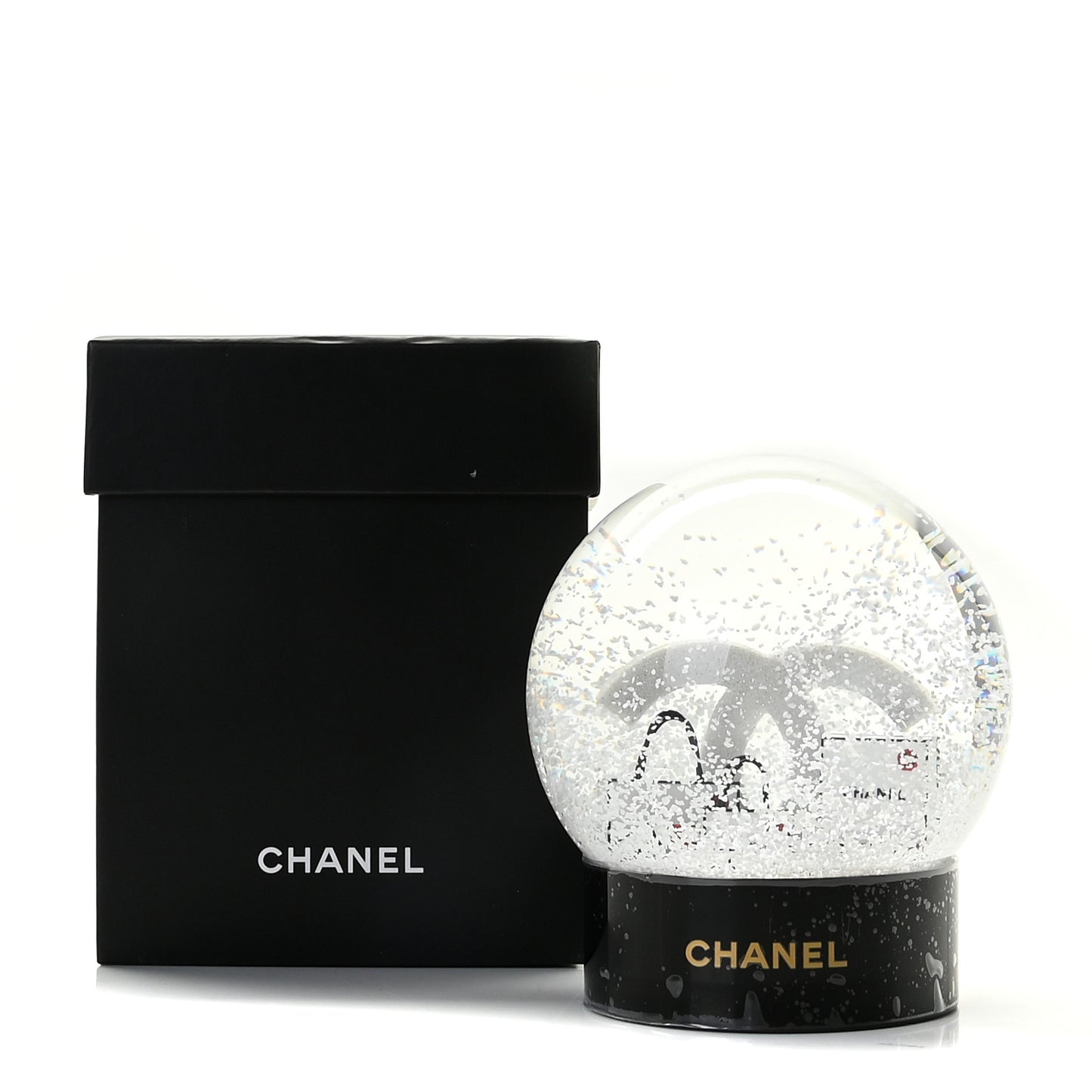 Glass CC Shopping Bag Snow Globe