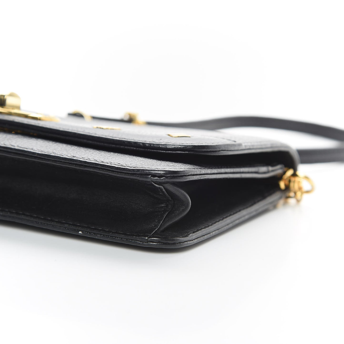 Grained Calfskin Studded Crossbody Bag Black