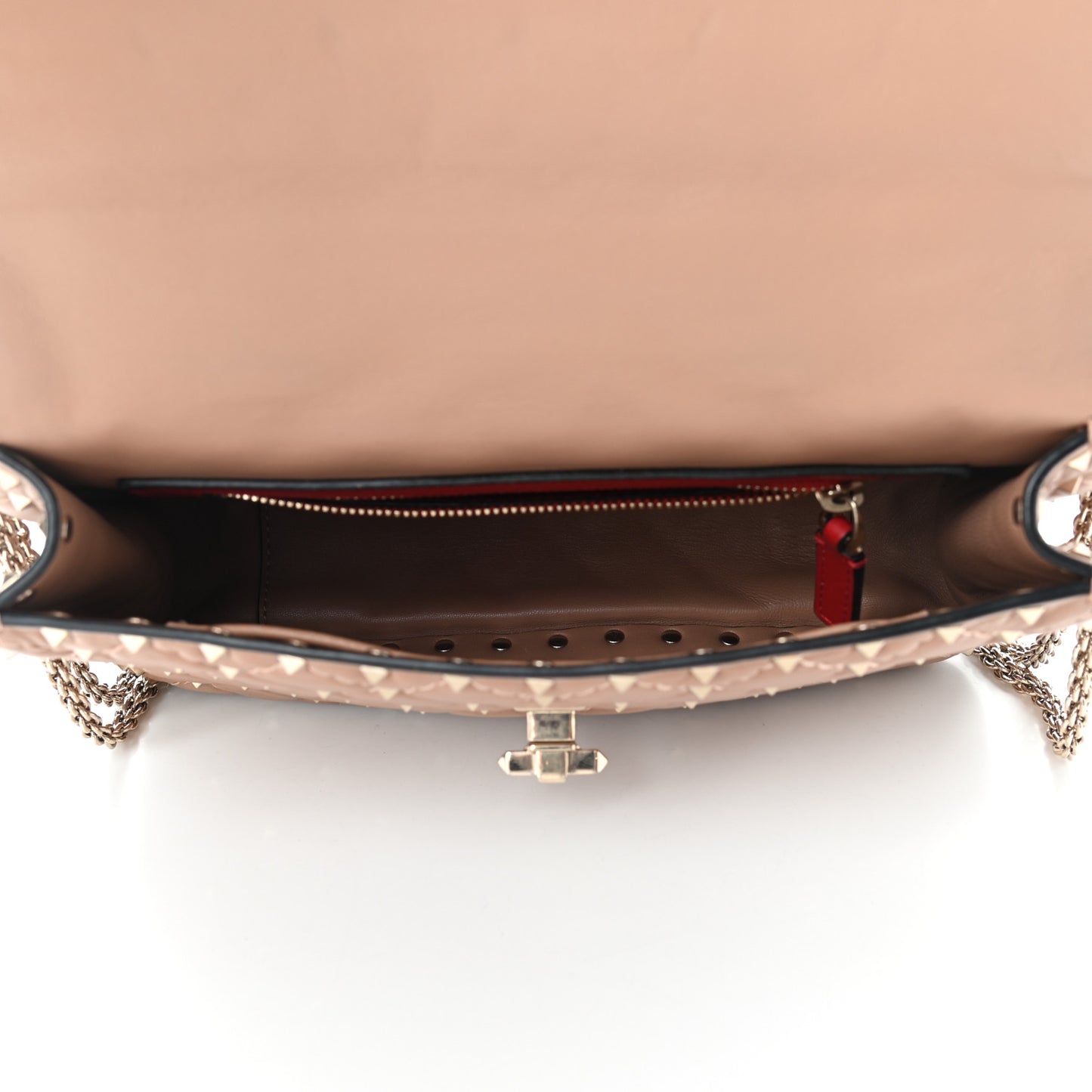 Nappa Medium Rockstud Spike Shoulder Bag Soft Noisette