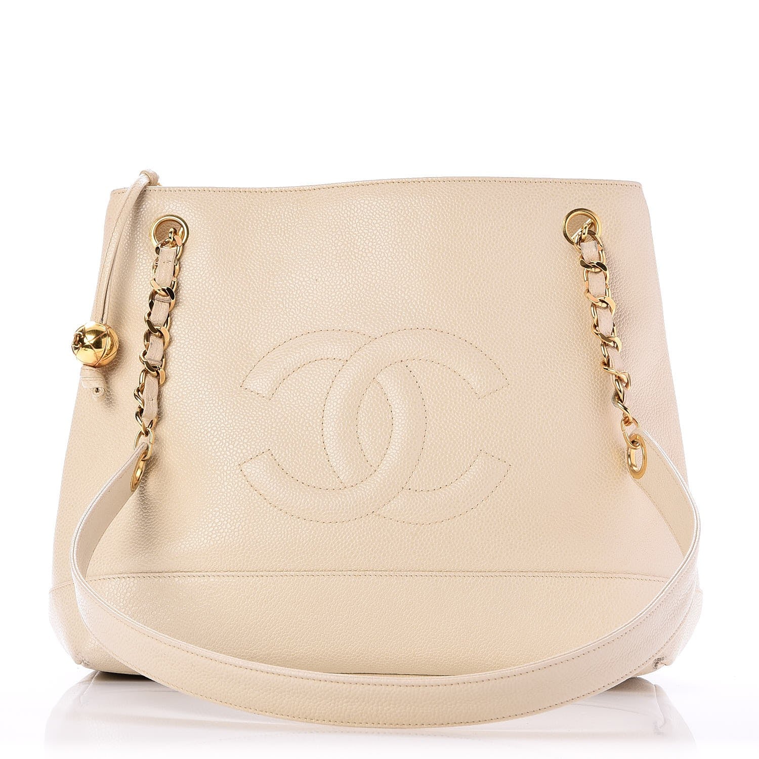 Chanel Caviar CC Shoulder Bag Beige 1 of 9