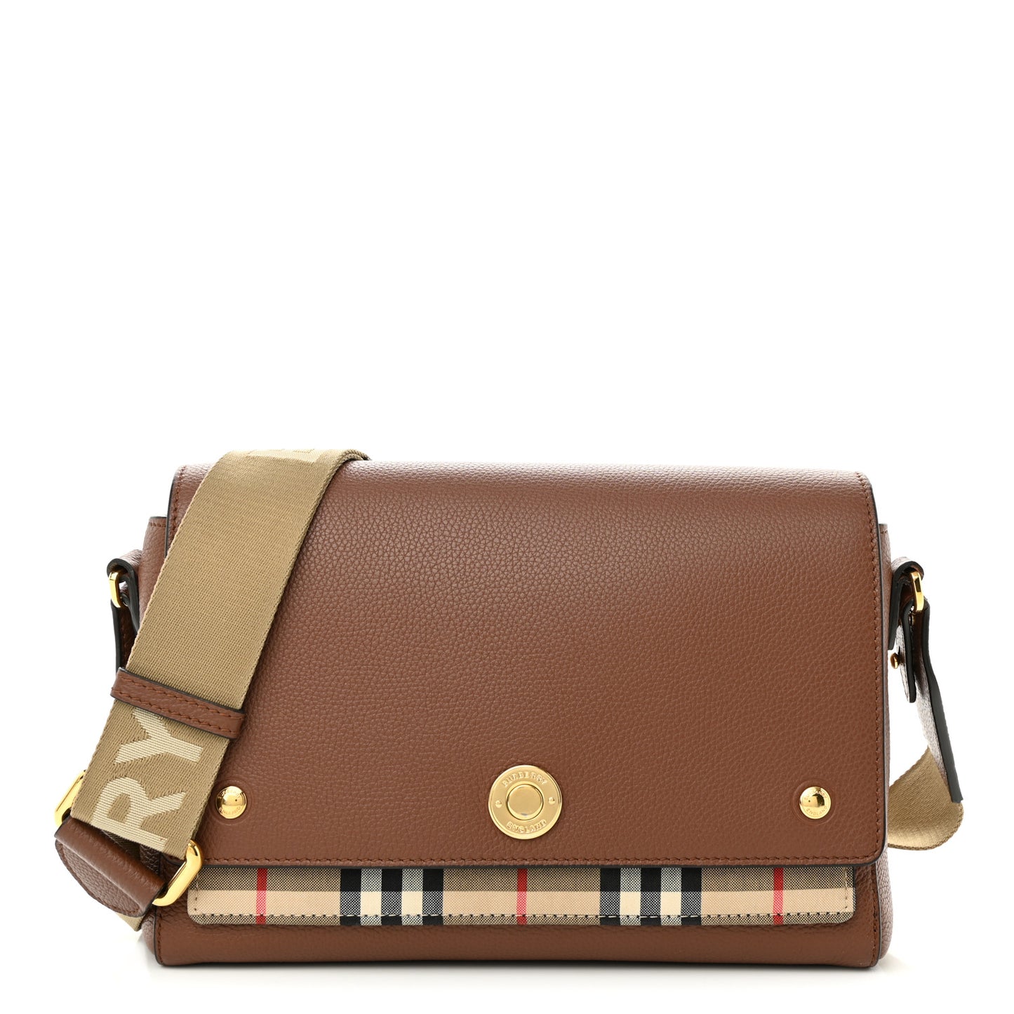 Calfskin Vintage Check Note Crossbody Bag Tan