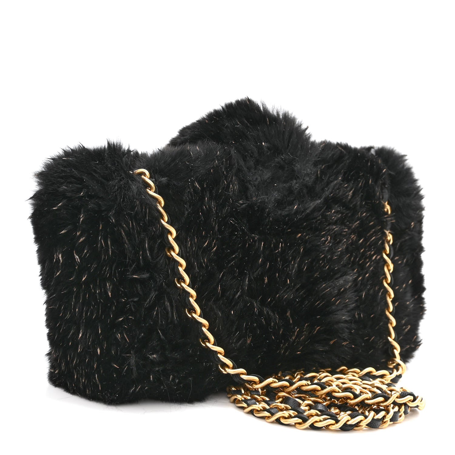 Chanel Rabbit Fur Small Clutch With Chain Black 3 of 10