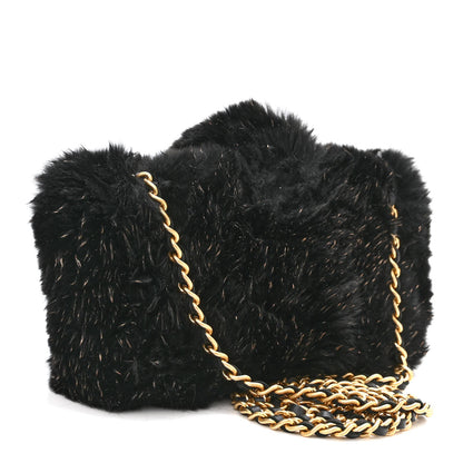 Chanel Rabbit Fur Small Clutch With Chain Black 3 of 10