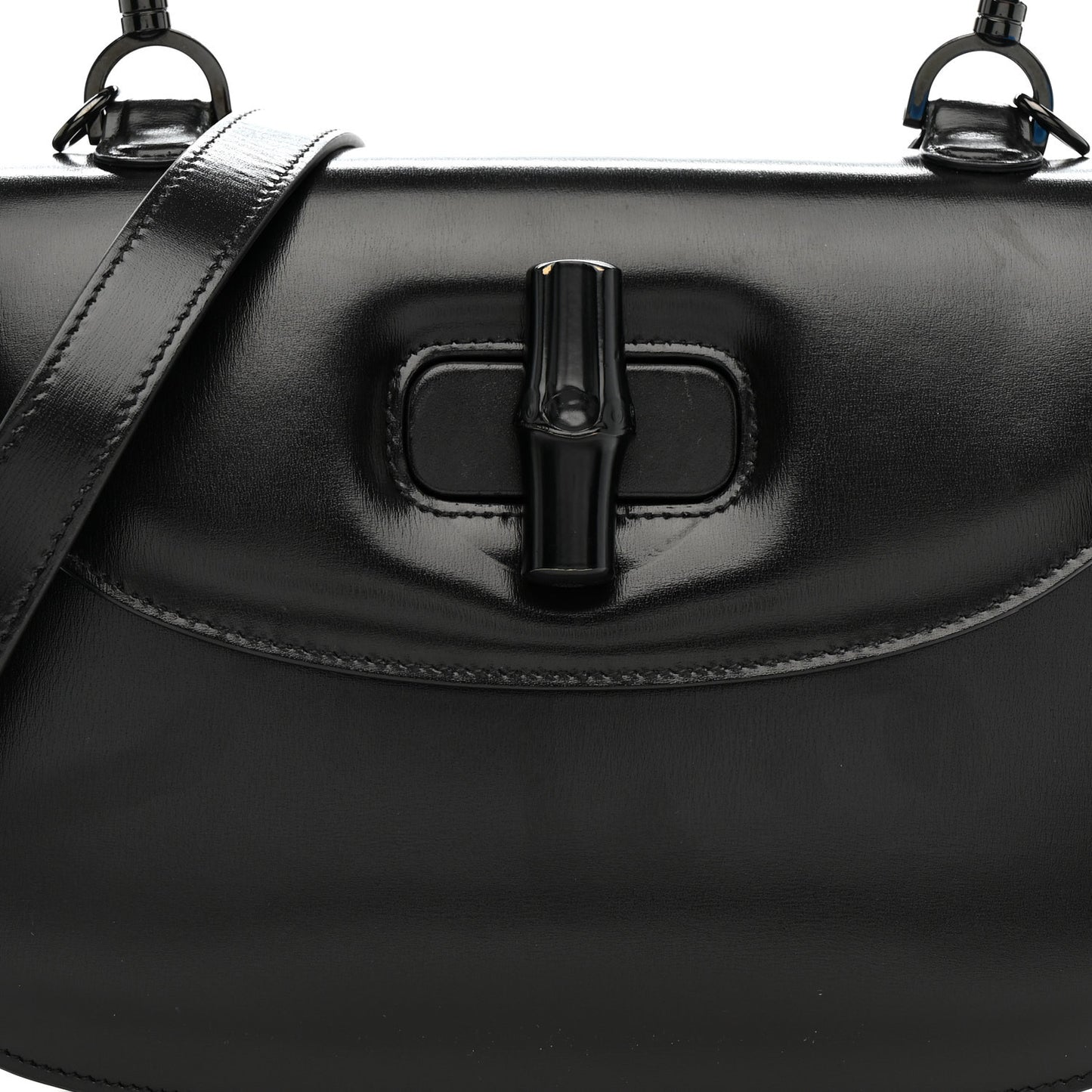 Boarded Dyana Lux Calfskin Web Monochrome Medium Bamboo 1947 Top Handle Bag Black