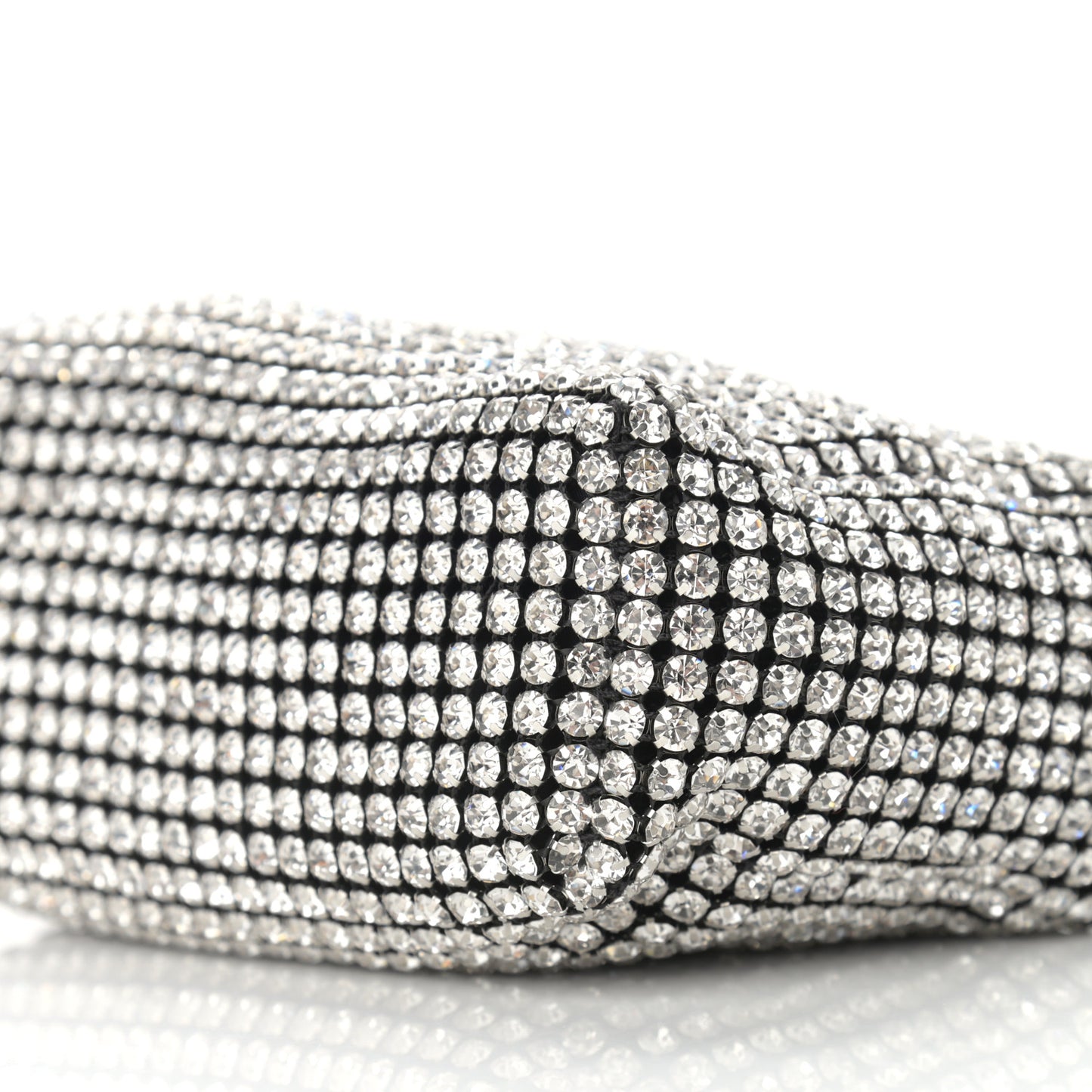 Mesh Crystal Rhinestone Mini Heiress Pouch Black Silver