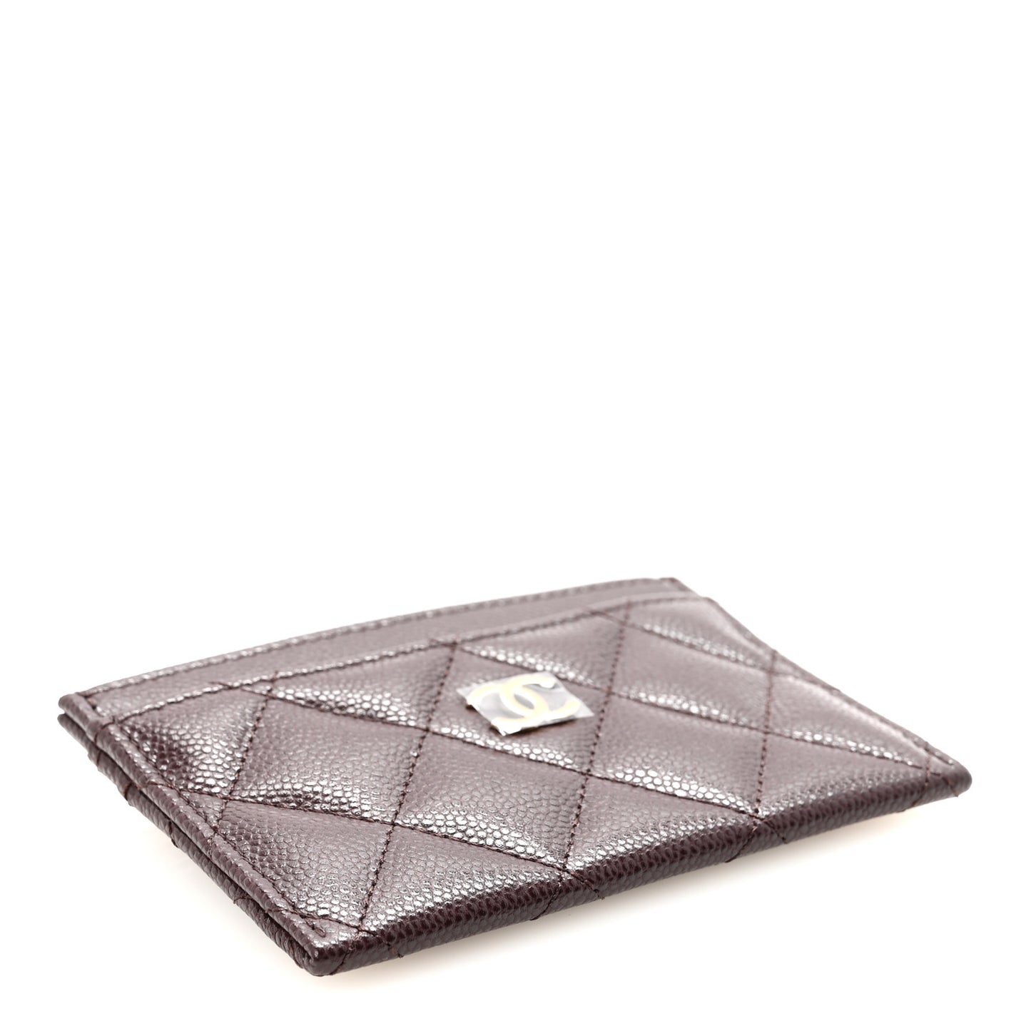 Caviar Quilted Card Holder Dark Brown