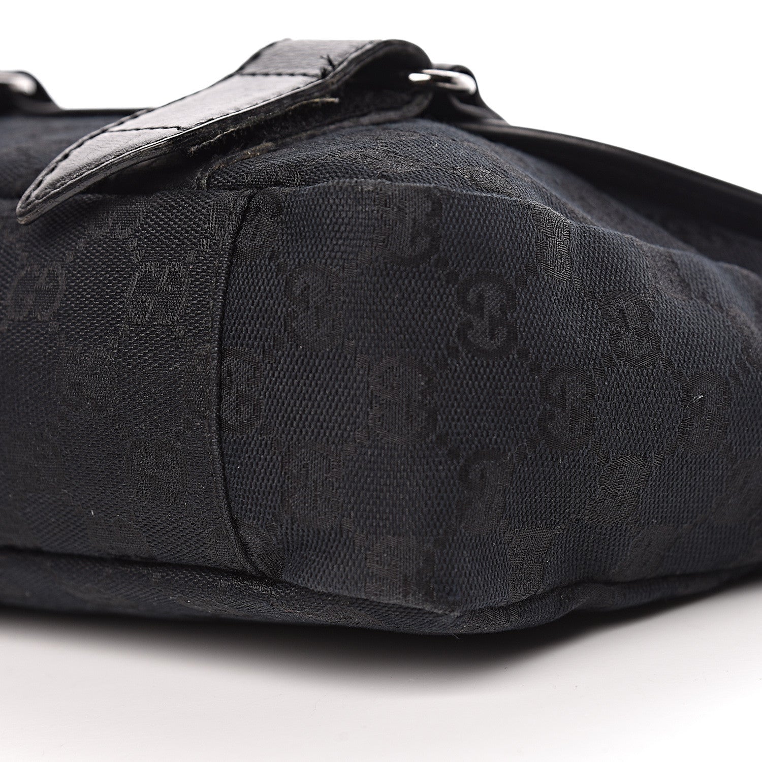 Gucci Monogram Small Double Buckle Flap Messenger Bag Black 12 of 19