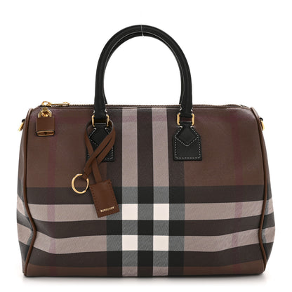 Burberry E-canvas Check Bowling Bag Dark Birch Brown 1 of 14